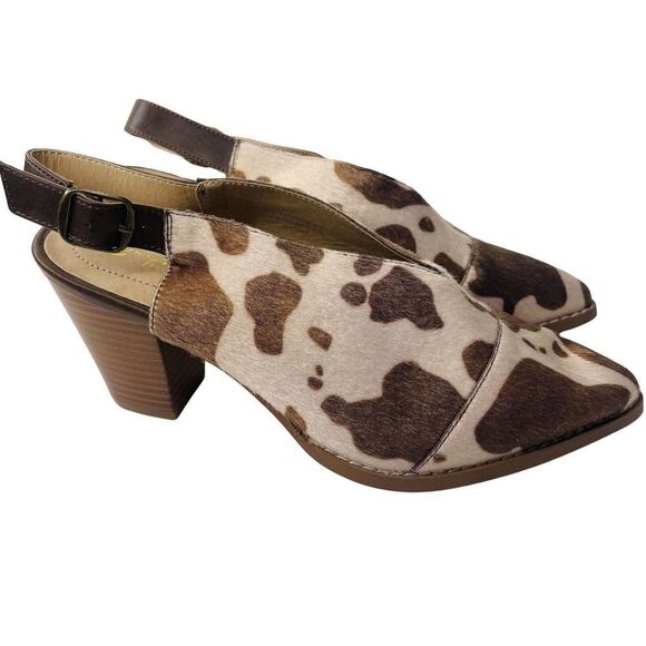 Cato Comfort 1946 Faux Cow Hair Mule Boots Closed Toe open Heel Sz 9 NEW - Picture 3 of 8